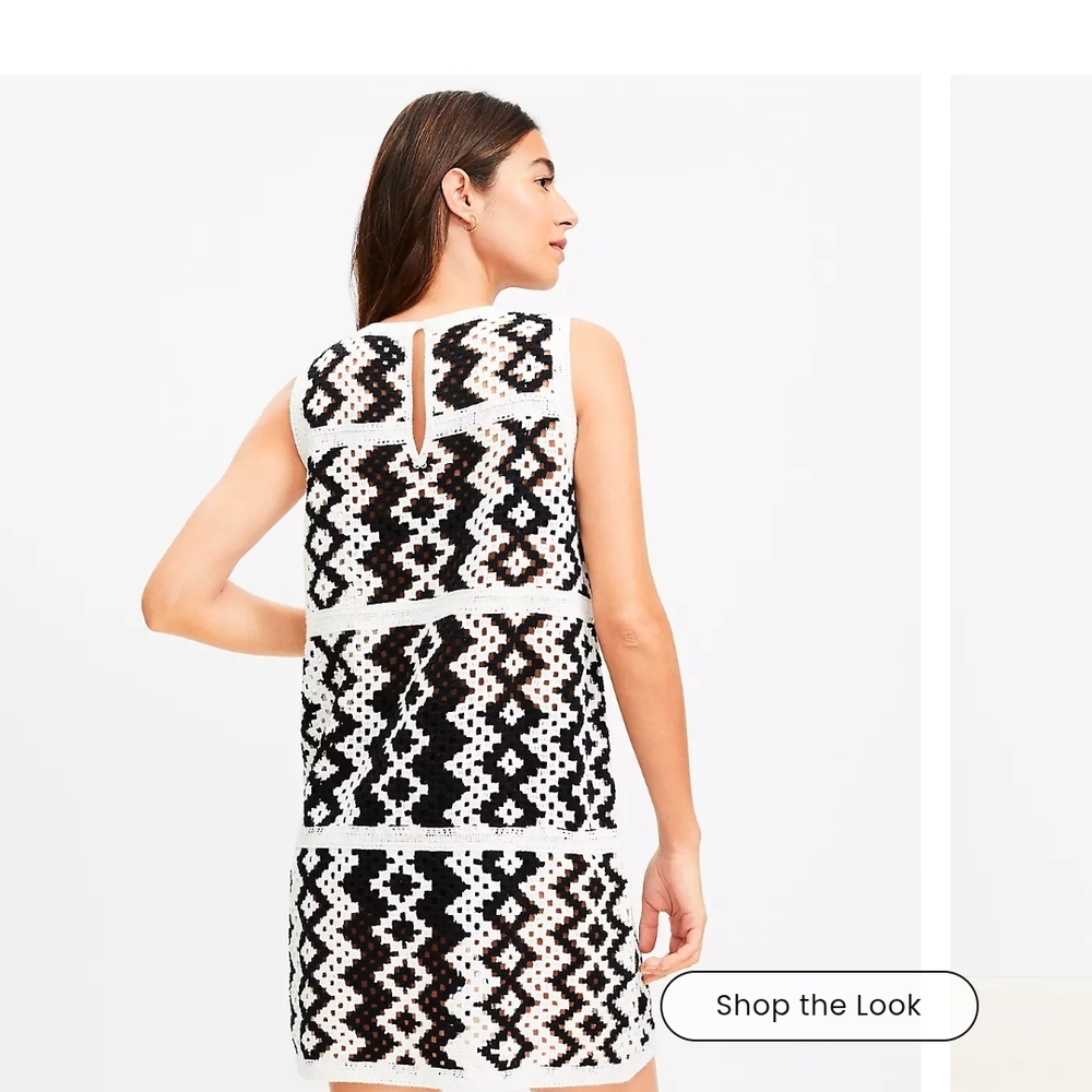 LOFT Black and White Sleeveless Mini Sundress - Picture 6 of 7